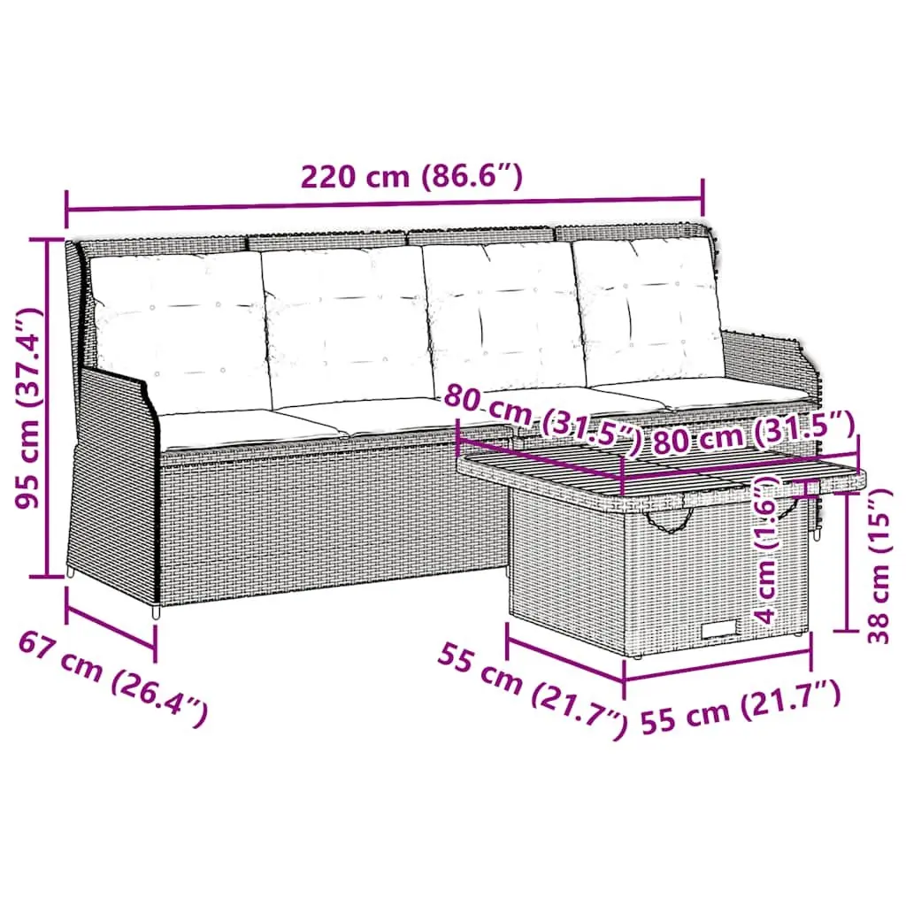 3 Piece Garden Lounge Set Outdoor Furniture Grey Poly Rattan Cushions Table