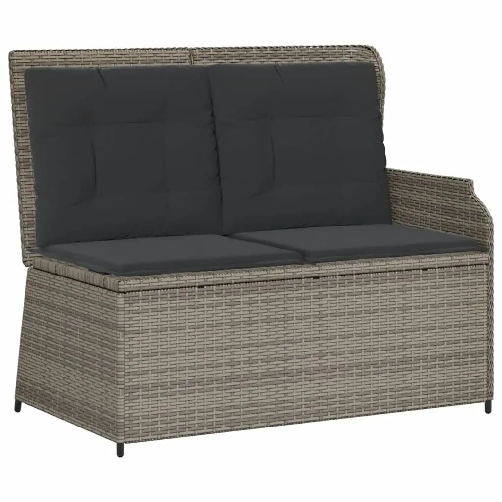 Garden Lounge Set Grey 4 Piece Outdoor Sofa Chairs with Cushions and Acacia Wood Table Poly Rattan Patio Furniture