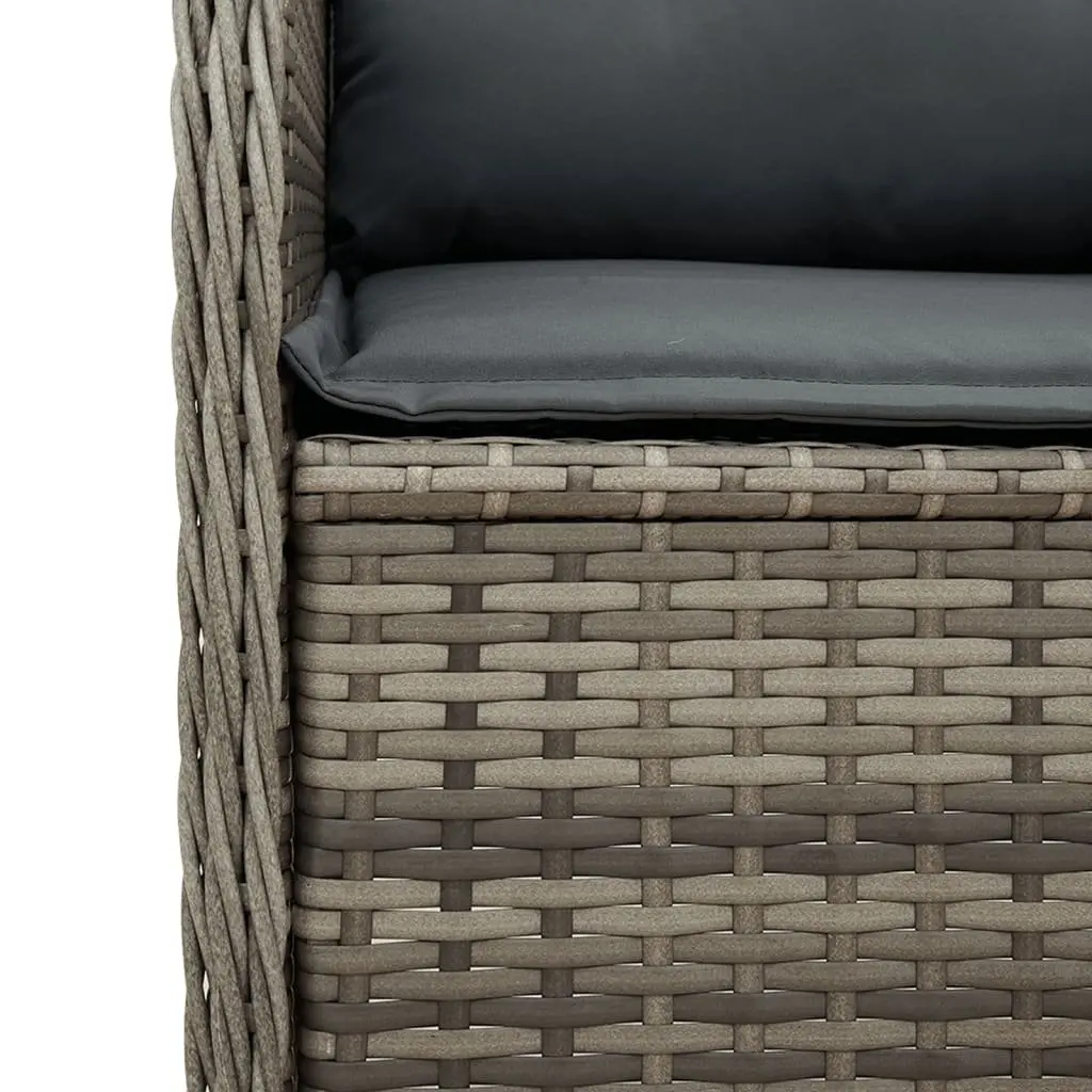 Garden Lounge Set 3 Piece Outdoor Furniture Grey Poly Rattan Patio Seating