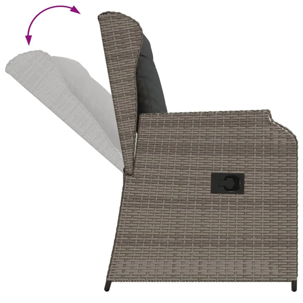 Garden Lounge Set 3 Piece Outdoor Furniture Grey Poly Rattan Patio Seating