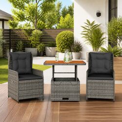 Comfortable and Durable 3 Piece Grey Bistro Set