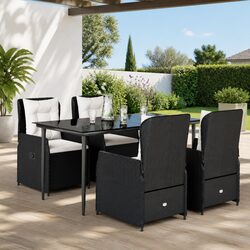 Comfortable 5 Piece Black Rattan Garden Dining Set