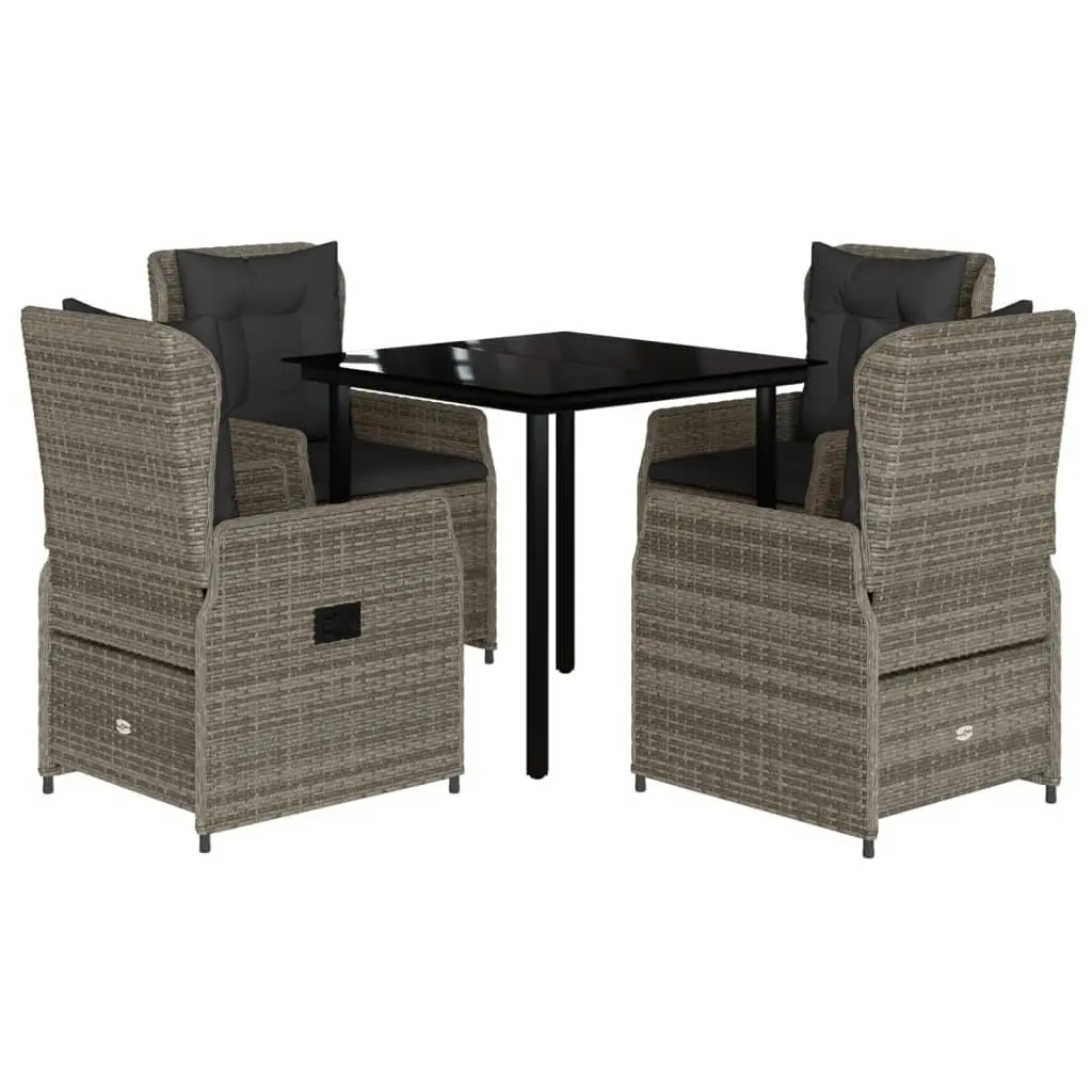 Garden Dining Set 5 Piece Grey Outdoor Furniture Poly Rattan Patio Chairs Table