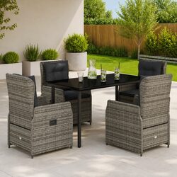Practical Grey 5 Piece Outdoor Dining Set for Families
