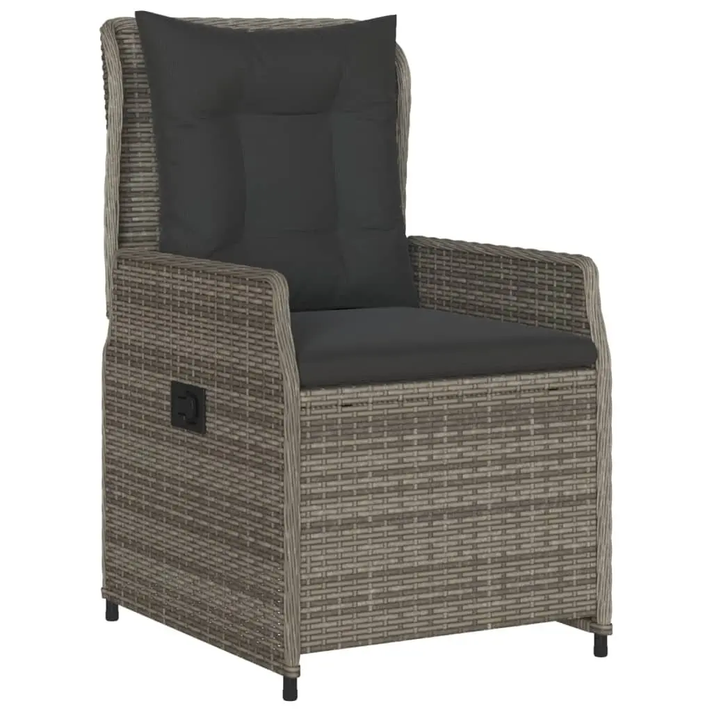 Outdoor Furniture Garden Dining Set Grey Poly Rattan Cushions 5 Piece