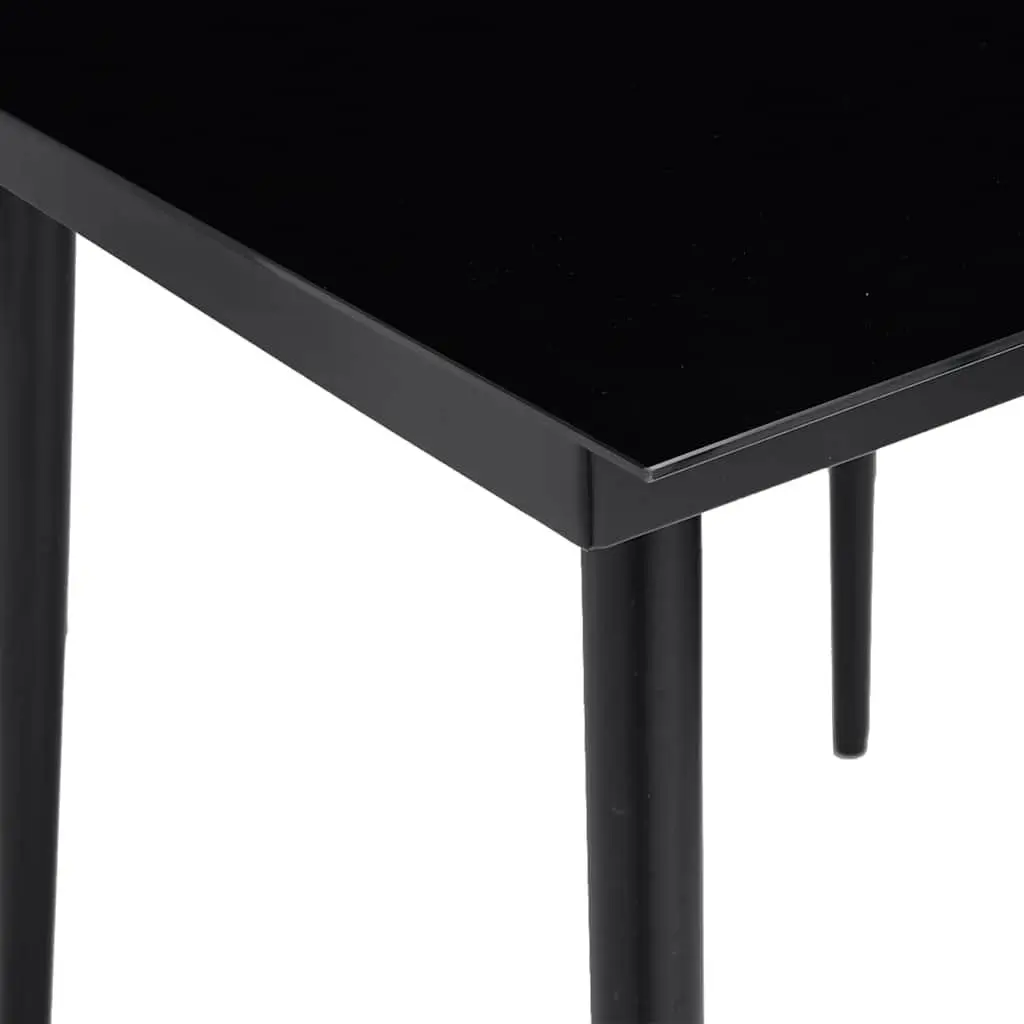 5 Piece Garden Dining Set Outdoor Furniture Black Poly Rattan Table Chairs