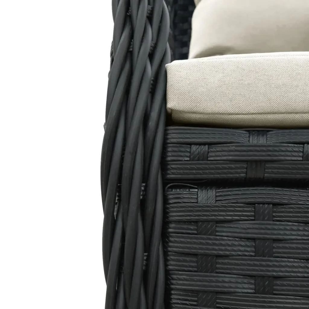 Outdoor Furniture Garden Dining Set 3 Piece Black PE Rattan Table and Chairs