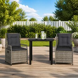 Garden Dining Set 3 Piece Outdoor Furniture Poly Rattan Chairs Table Patio