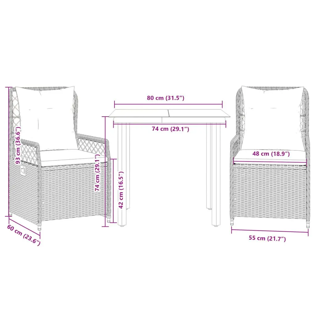3-Piece Garden Dining Set for Lasting Use