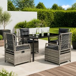Outdoor Garden Dining Set 5 Piece with Grey Cushions