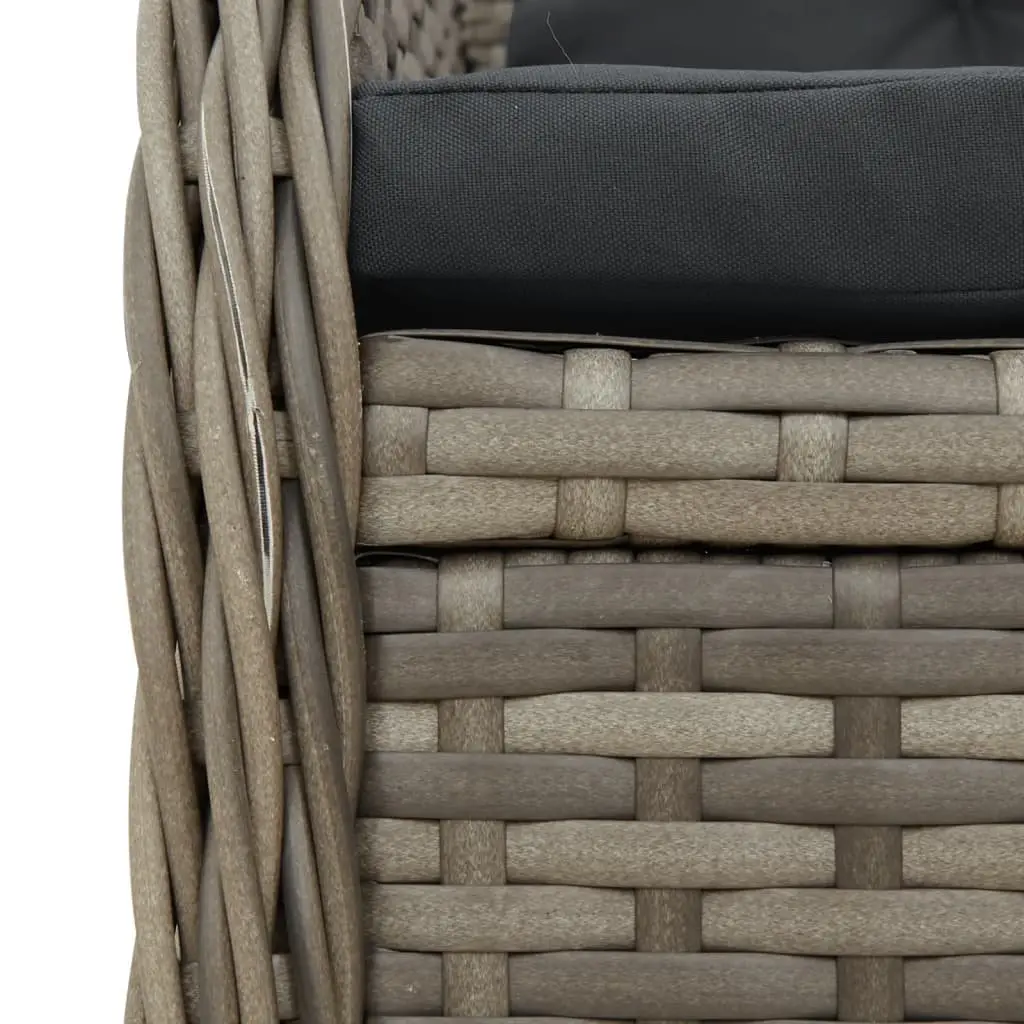 7 Piece Garden Dining Set Outdoor Furniture Grey Poly Rattan Cushions