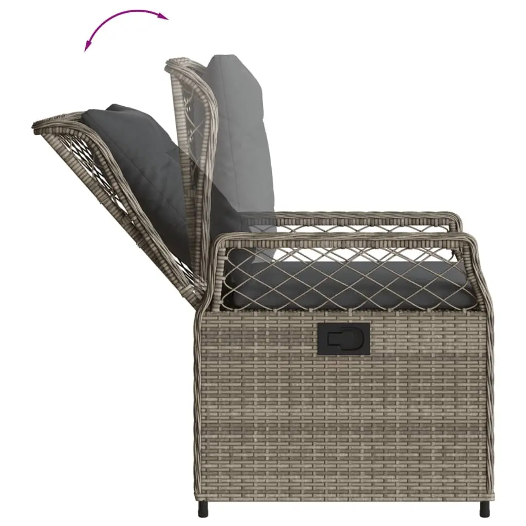 7 Piece Garden Dining Set Outdoor Furniture Grey Poly Rattan Cushions