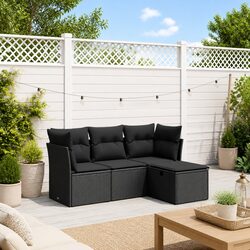 Reliable 4-Piece Black Patio Sofa Set for Comfort