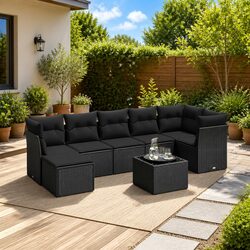 Value-Driven 8-Piece Garden Sofa Set in Black