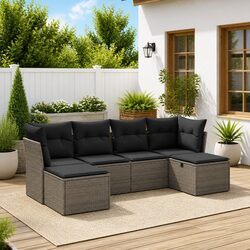 Quality Grey Outdoor Garden Sofa Set - 6 Pieces