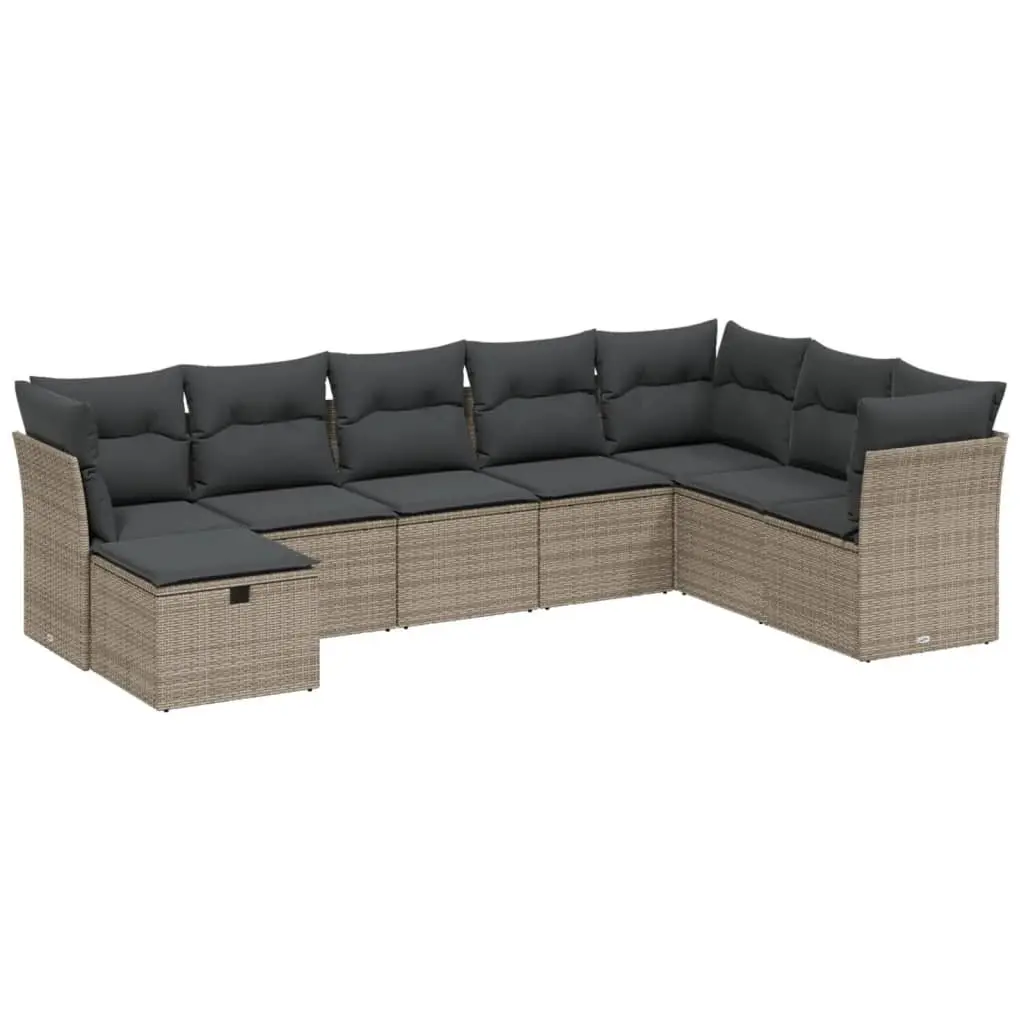Garden Sofa Set 8 Piece Modular Outdoor Furniture Grey Poly Rattan Patio Seating