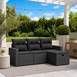 Comfortable 4 Piece Black Garden Sofa Set for Your Home