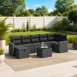 Affordable 8 Piece Black Rattan Garden Sofa Set