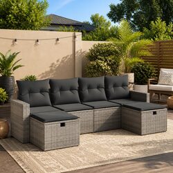 Comforting 6 Piece Grey Garden Sofa Set for Relaxation