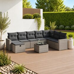 A Warm and Practical 9-Piece Garden Sofa Set