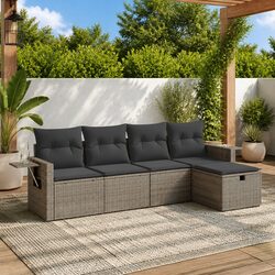 Comfortable 5 Piece Garden Sofa Set with Grey Cushions