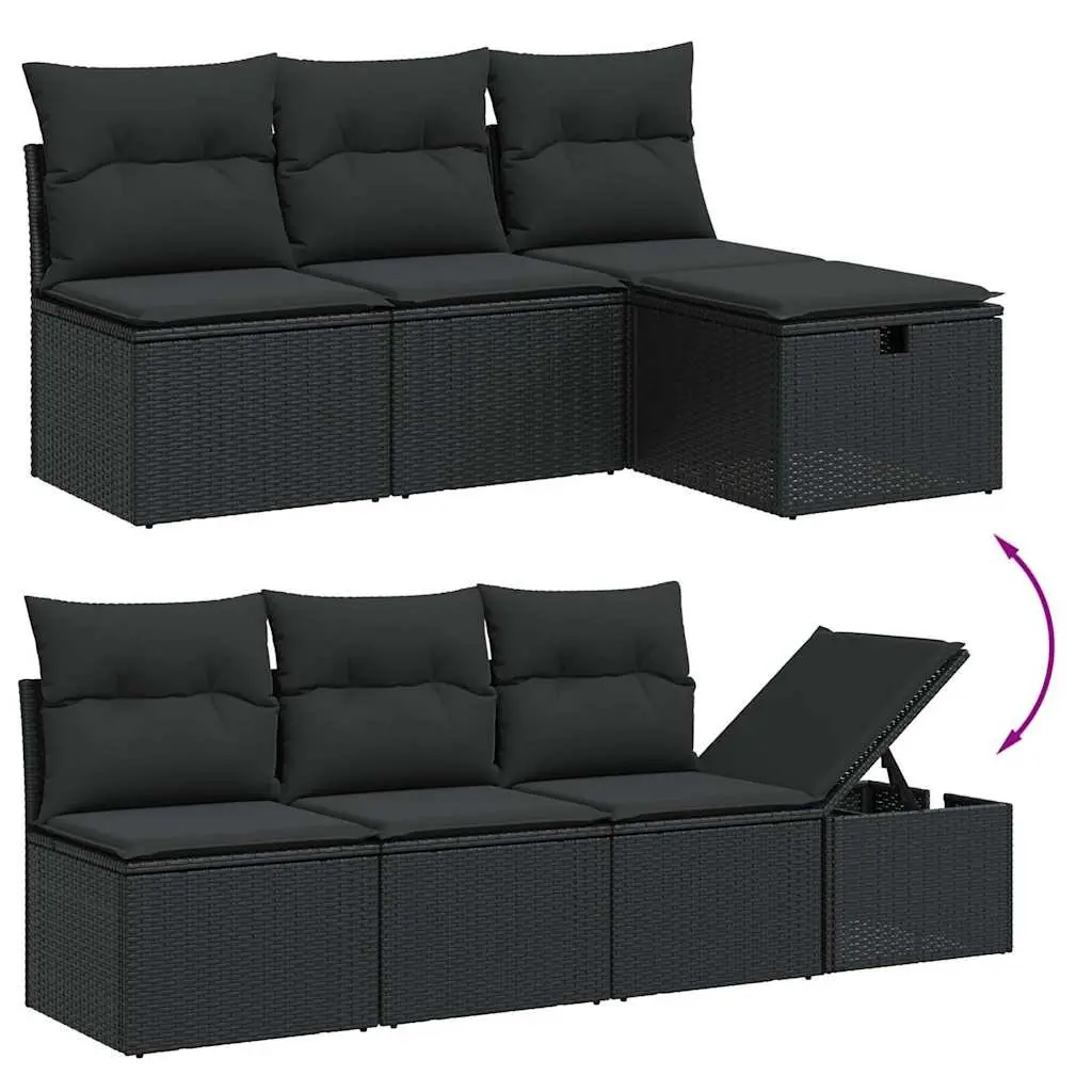 7 Piece Outdoor Garden Sofa Set Patio Furniture Cushions Black Modular