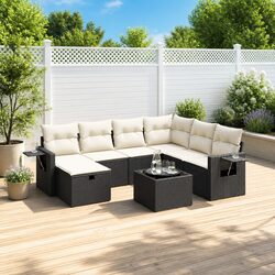 Comfortable 8-Piece Black Sofa Set for Outdoor Spaces