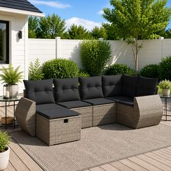 6-Piece Grey Sofa Set for Cozy Outdoor Living
