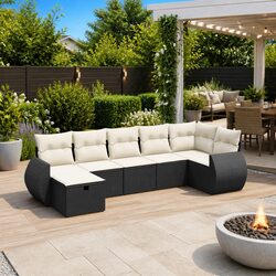 Comfortable and Stylish 7 Piece Black Garden Sofa Set