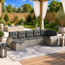 Comfortable and Reliable 7 Piece Grey Garden Sofa Set