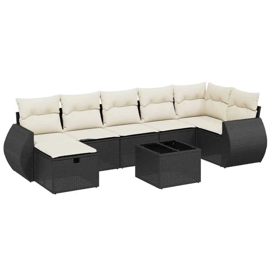 Garden Sofa Set 8 Piece Outdoor Furniture Modular Black Poly Rattan