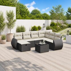 Value-Driven 8 Piece Garden Sofa Set in Black
