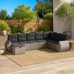 8-Piece Garden Sofa Set with Durable Grey Cushions
