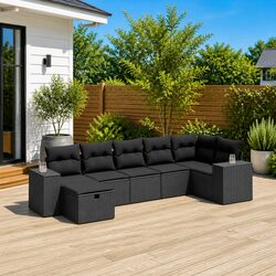 Comfortable 7 Piece Outdoor Sofa Set with Cushions