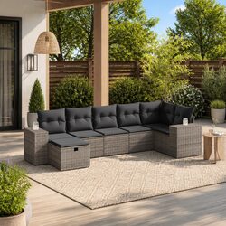 Comfortable 7 Piece Grey Garden Sofa Set for Family Relaxation