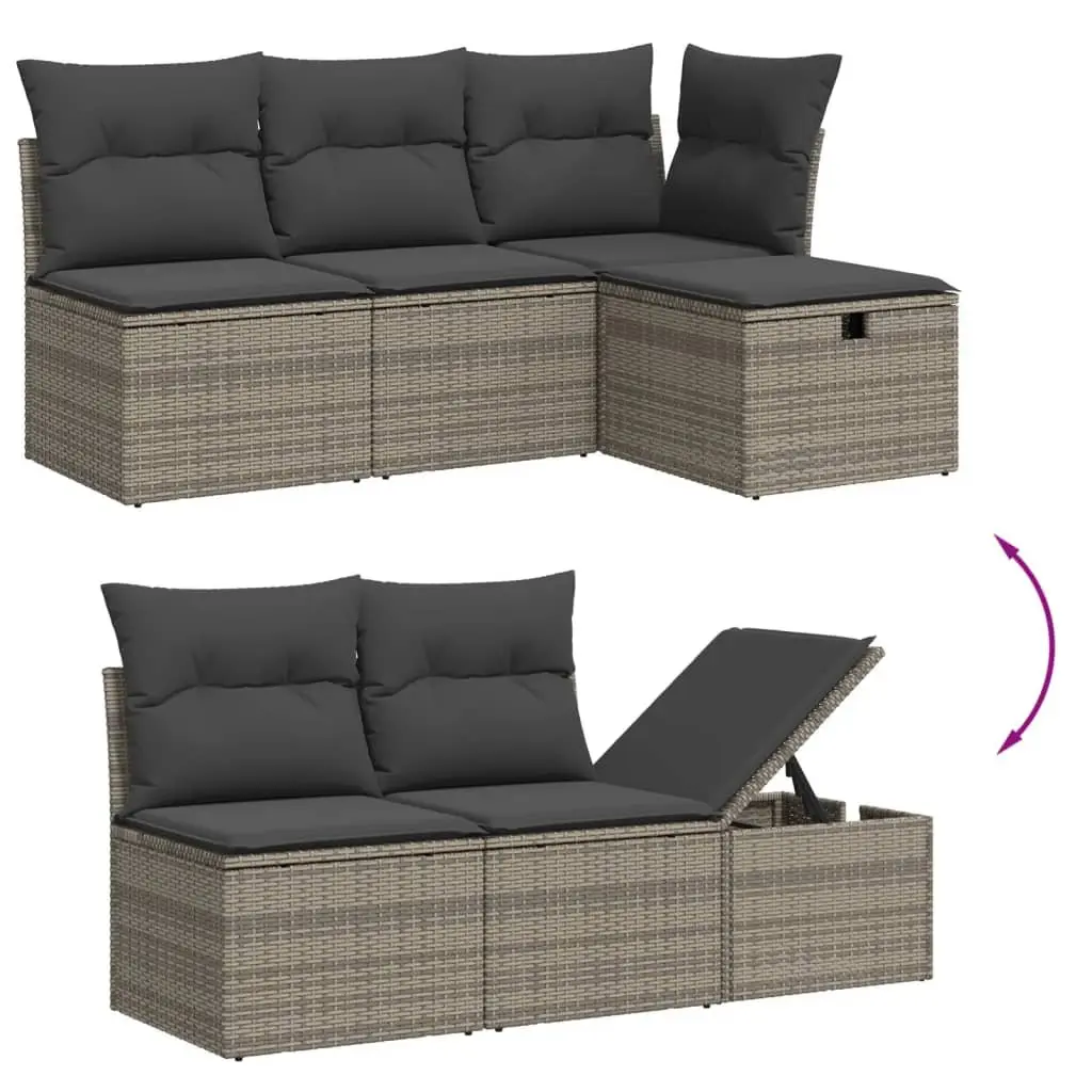 Garden Sofa Set 6 Piece Outdoor Patio Furniture Grey Poly Rattan Modular Lounge