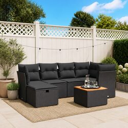 Warm and Inviting 7 Piece Black Garden Sofa Set