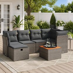 Reliable 7-Piece Grey Outdoor Sofa Set for Comfort
