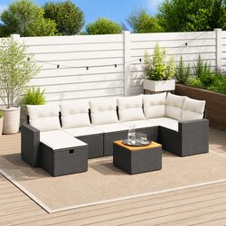 8-Piece Black Garden Sofa Set: Practical and Stylish