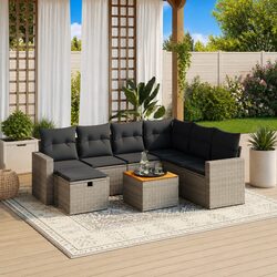 Reliable 8-Piece Grey Outdoor Furniture Set for Comfort