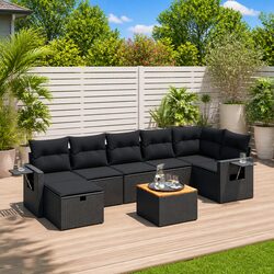 Affordable Comfort: 8 Piece Black Outdoor Sofa Set
