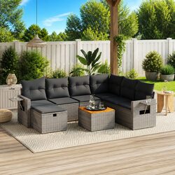 Comfortable 8 Piece Grey Patio Sofa Set