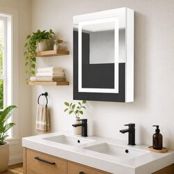 LED Bathroom Vanity Mirror Cabinet White Wall Mounted Storage Shelves 50x13x70cm