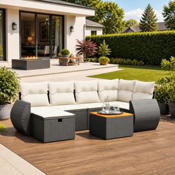 Warm 7 Piece Garden Sofa Set with Comfortable Cushions