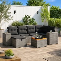 Versatile 7-Piece Grey Outdoor Sofa Set for Comfort