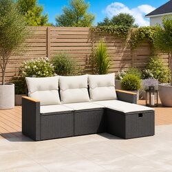 Practical 4 Piece Garden Sofa Set with Comfortable Cushions