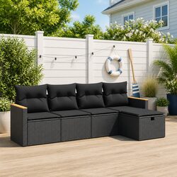 Affordable 5-Piece Garden Sofa Set with Cushions