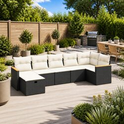 Comfortable and Durable 7 Piece Black Garden Sofa Set
