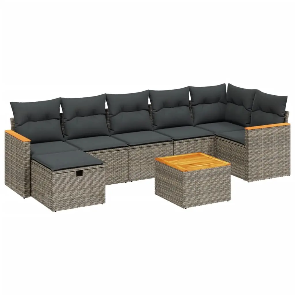 Garden Sofa Set 8 Piece Outdoor Furniture Grey Poly Rattan Patio Lounge Seating