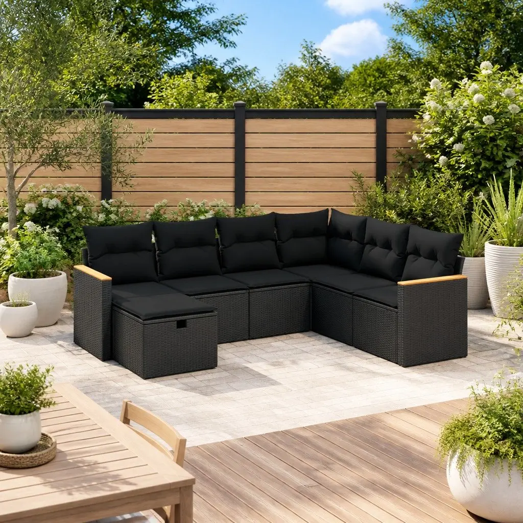 7 Piece Garden Sofa Set with Cushions